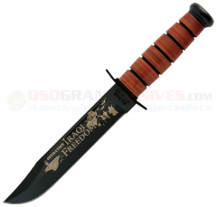 KA-BAR 9128 USMC Operation Iraqi Freedom Commemorative Fighting Utility Knife Fixed (7 Inch 1095 Cro-Van Black Plain Blade) Leather Handle + Leather Sheath 2-9128-9 KA9128