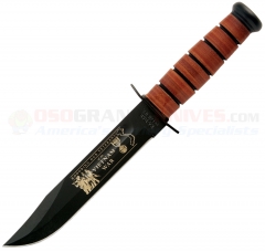 KA-BAR 9139 Vietnam War Commemorative US Army Fighting/Utility Knife (7 Inch 1095 Cro-Van Black Plain Blade) Leather Handle + Leather Sheath KA9139