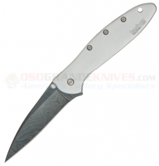 Kershaw 1660DAM Damascus Leek Assisted Opening Folding Knife (3 Inch Damascus Plain Blade) Stainless Steel Handle KS1660DAM