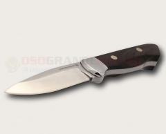 Lamoureux & Sons Matapedia Hunting Knife Fixed (3.5 Inch S30V Drop Point Satin Plain Blade) Ebony Handle + Cowhide Sheath