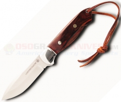 Lamoureux & Sons Shefferville Hunting Knife Fixed (4.0 Inch S30V Satin Plain Blade) Cocobolo Handle + Cowhide Sheath