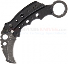 Mantis Knives MK-4BSW Vuja De Balisong Karambit Crossover Knife (2 Inch Hawkbill Black Stonewash Blade) Black G10 Handle MANMK4BSW