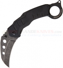 Rough Rider Karambit Spring Assisted LinerLock Folding Knife (2.75 Inch Hawkbill 440A Blackwashed Plain Blade) Black G10 Handle RR1540