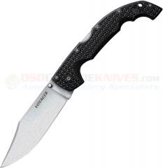 Cold Steel XL Voyager Clip Point Folding Knife (5.5" AUS-10A Stonewash Plain Blade) Black Griv-Ex Handle 29AXC