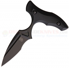 Bastinelli Creations Manaia Push Dagger Knife Fixed (2.50 Inch N690Co Single-Edge Black Blade) 3D Black G10 Handle + Kydex Sheath BAS219