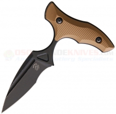 Bastinelli Creations Manaia Push Dagger Knife Fixed (2.50 Inch N690Co Single-Edge Dark Stonewashed Blade) 3D Coyote Tan G10 Handle + Kydex Sheath BAS219C