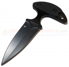 Tactical Push Dagger Neck Boot Knife Fixed (3.00 Inch Single-Edge Black Plain Blade) Black Zytel Handle + Plastic Sheath CN211550