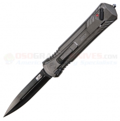 Smith & Wesson M&P OTF Spring Assisted Dagger Knife (3.5 Inch Double-Edge Spear Point Black Plain Blade) Gray Aluminum Handle + Window Breaker 1084314 (Old Sku MPOTF10G)