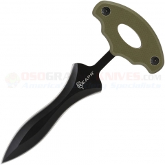 Reapr Versa Push Dagger Knife Fixed (4.0 Inch Double-Edge Black 420 Stainless Steel Spearpoint Blade) OD Green G10 Handle + Kydex Belt Sheath SHF11042