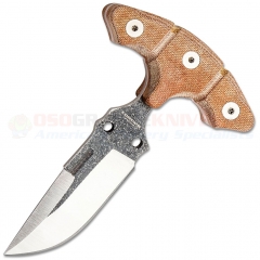 Condor Tool & Knife Tactical P.A.S.S. EDC Push Knife Fixed (3.97in. 440C Clip Point Blade) Tan Micarta Handle + Leather Sheath CTK1828-4.0-4C