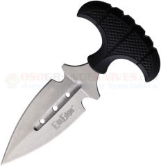 Push Dagger Knife (3.00 Inch Satin Double-Edge Stainless Blade) Black Nylon Handle + Nylon Belt Sheath w/ Leg/Ankle Straps EE20641SL