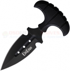 Push Dagger Knife (3.00 Inch Black Double-Edge Stainless Blade) Black Nylon Handle + Nylon Belt Sheath w/ Leg/Ankle Straps EE20641BK