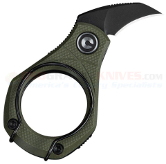 CIVIVI Knives Pyrus Double Detent Slipjoint Utility Flipper Knife (0.65" 14C28N Black Stonewashed Hawkbill Blade) OD Green G10 Handle CIVC230384