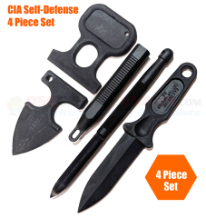 CIA Stealth Defense Kit 4-Piece Non-Metal Knife Set (Push Dagger + Ice Breaker + Dagger + Spike)