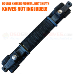 Double Dagger Horizontal Knife Sheath (Black Cordura Nylon w/ Button Closure Snaps)