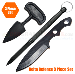 Delta Defense Covert Tool Kit 3-Piece Non-Metal Knife Set (Push Dagger + Tri-Edge Dart + G10 Knife)