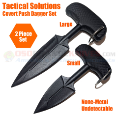 Tactical Solutions Covert Push Dagger Knife Set (Includes Large and Small Non-Metal Push Knives) Molded Kraton Handles