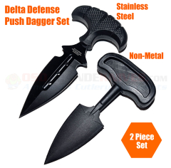 Dual Purpose Push Knife Combo Set (Includes: (1) Undetectable Poly-Carbonate Knife + (1) 440C Stainless Knife)
