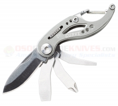Gerber Curve Gray Keychain Size Mini Multi-Tool Knife (2.25 Inches Closed) Built-in Carabiner 30-000206