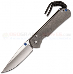 Chris Reeve Small Sebenza 31 Frame Lock Folding Knife (2.99 Inch CPM MagnaCut Stonewash Plain Blade) Sandblasted Titanium Handle S31-1000