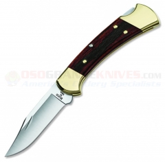 Buck Knives 112 Ranger Folding Hunter Lockback Knife (3.0 Inch 420HC Stainless Satin Plain Clip Point Blade) Macassar Ebony Dymondwood Handle + Black Leather Sheath 0112BRS