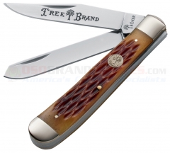 Boker Trapper Pocket Knife (High Carbon Stainless Steel Blades) 4.25 in. Brown Jigged Bone Handle 110732