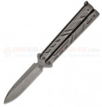Bear OPS Bear Song VII Butterfly Knife (3.375 Inch 154CM Dark Stonewash Spear Point Bayonet Blade) Dark Stonewash Titanium Handle B-700-TI-SW BCB700TISW