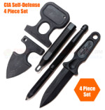 CIA Stealth Defense Kit 4-Piece Non-Metal Knife Set (Push Dagger + Ice Breaker + Dagger + Spike)