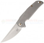 Liong Mah Designs Tempest Flipper Folding Knife (3.75 Inch S35VN Stonewash Plain Blade) Titanium Handle |  Bronze Hardware LMDT1