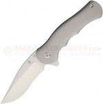 Kizer Cutlery Cucchiara Mini Dorado Flipper Folding Knife (2.99 Inch M390 Stonewash Satin Plain Blade) Contoured Titanium Handle Ki3455A1