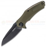 Kershaw Natrix XL Flipper Sub-Framelock Folding Knife (3.75 Inch 8Cr13MoV Black Drop Point Plain Blade) OD Green G10 Handle 7008OLBLK