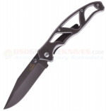 Gerber Paraframe I Framelock Folding Knife (3 Inch Black Ti-Ni Plain Blade) Skeletonized Stainless Handle 22-08446